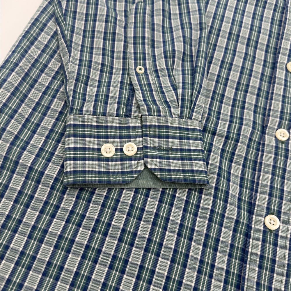 IZOD Men’s Plaid Button Down Shirt Blue Green LT Long Sleeve Business Casual - Picture 2 of 6